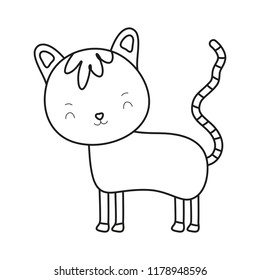 outline happy cat cute pet animal