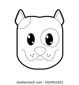 outline happy dog head cute animal character