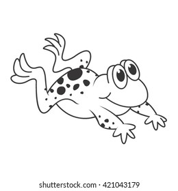 Outline Happy Frog Leaping Cartoon-vector Drawing