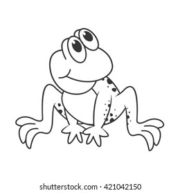 outline happy frog sitting cartoon-vector drawing