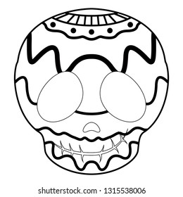 Outline of a happy mexican skull cartoon. Vector illustration design