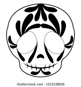 Outline of a happy mexican skull cartoon. Vector illustration design