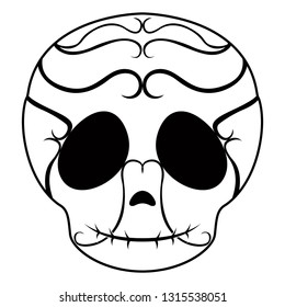 Outline of a happy mexican skull cartoon. Vector illustration design