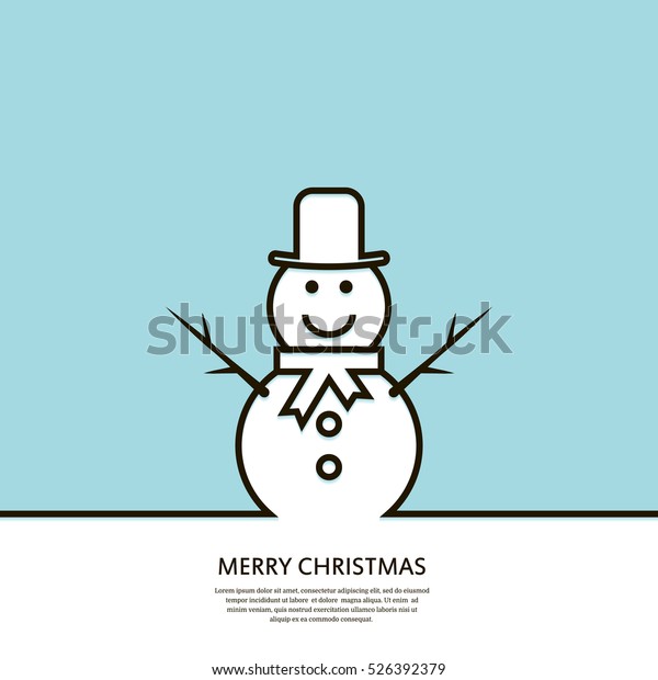 Outline Happy Snowman Christmas Greeting Card Stock Vector Royalty Free