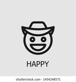 Outline happy vector icon. Happy illustration for web, mobile apps, design. Happy vector symbol.