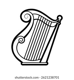 Outline of a harp line art vector