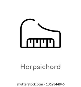 outline harpsichord vector icon. isolated black simple line element illustration from music concept. editable vector stroke harpsichord icon on white background