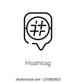 outline hashtag vector icon. isolated black simple line element illustration from blogger and influencer concept. editable vector stroke hashtag icon on white background
