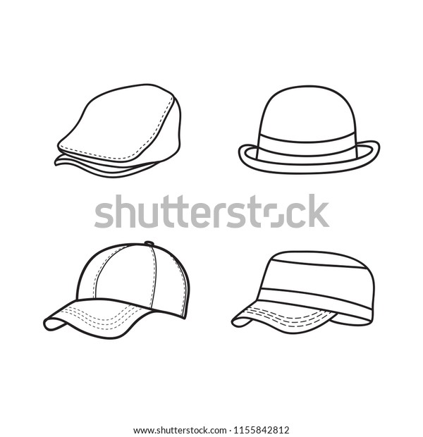 Outline Hat Vector Simple Cap Icon Stock Vector (Royalty Free) 1155842812