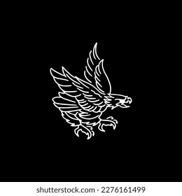 outline hawk minimalist logotype vector