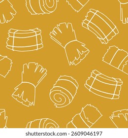 Outline Hay Vector Seamless Pattern Background for Surface Print Fabric Fashion Wrapping