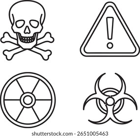 Outline Hazard And Warning Symbols Vector