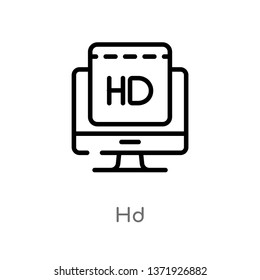 outline hd vector icon. isolated black simple line element illustration from cinema concept. editable vector stroke hd icon on white background