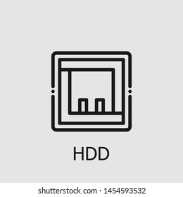 Outline hdd vector icon. Hdd illustration for web, mobile apps, design. Hdd vector symbol.