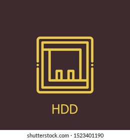 Outline hdd vector icon. Hdd illustration for web, mobile apps, design. Hdd vector symbol.