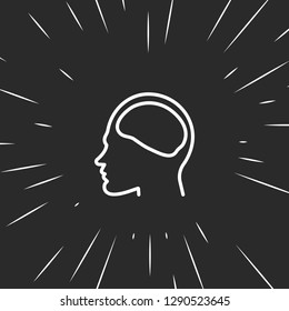 Outline head in brain icon illustration isolated vector sign symbol