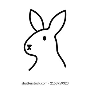 Outline Head Cute Bunny With Editable Stroke Icon Vector Illustration Isolated