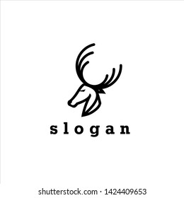 outline head deer line logo art vector icon illustration template
