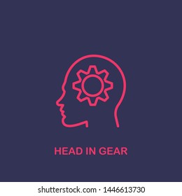Outline head in gear icon.head in gear vector illustration. Symbol for web and mobile