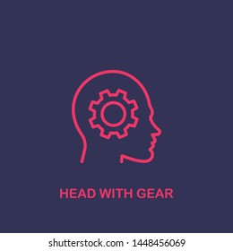 Outline head with gear icon.head with gear vector illustration. Symbol for web and mobile