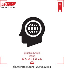 Outline HEAD icon isolated on white background. Best modern. Graphic design, mobile application, beauty icons 2019, user interface. Editable stroke. EPS10 format vector