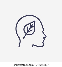 Outline head in leaf  icon illustration vector symbol