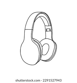 Outline headphones illustration, doodle, illustration. Vector Stock illustration.