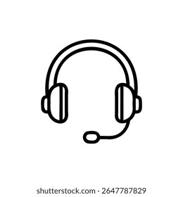 Outline of a headset with microphone on background for customer service headphones