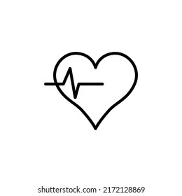 outline of heart beating lifeline in heart vector icon. simple black line element illustration isolated from editable heart stroke vector medical concept beat life line in icons on white background