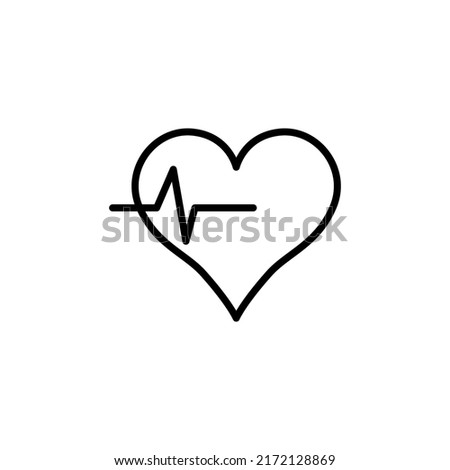 outline of heart beating lifeline in heart vector icon. simple black line element illustration isolated from editable heart stroke vector medical concept beat life line in icons on white background