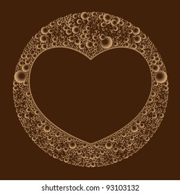 outline of the heart in a bubble of coffee (the button vector illustrator)
