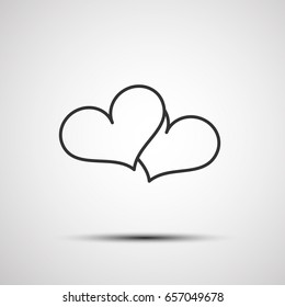 Outline heart couple icon isolated on grey background. Line couple of love symbol for website design, mobile application, ui. Editable stroke. Vector illustration. Eps10