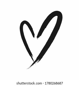 Outline of heart drawn by hand with a watercolor brush. Sketch, grunge, paint. Isolated vector illustration.