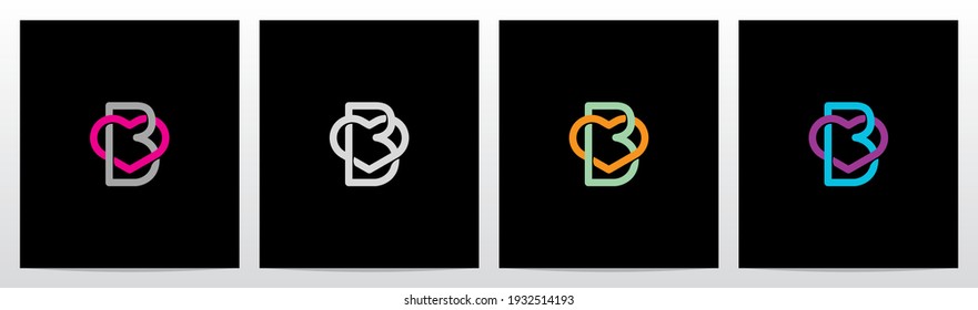 Outline Of Heart Entangled On Letter Logo Design B