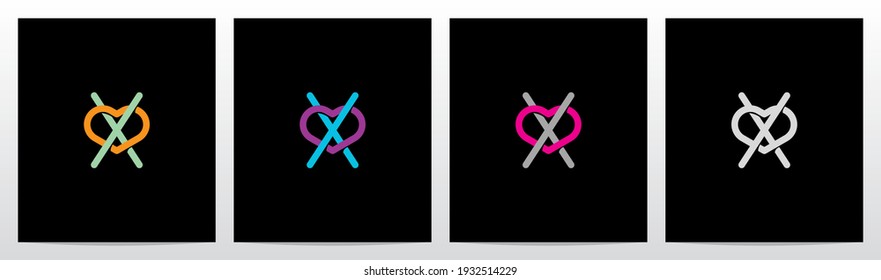 Outline Of Heart Entangled On Letter Logo Design X