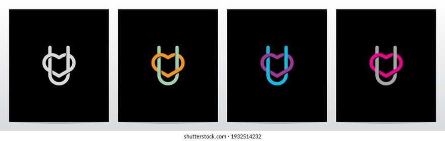 Outline Of Heart Entangled On Letter Logo Design U