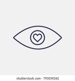 Outline heart in eye valentines day icon illustration isolated vector sign symbol