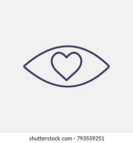 Outline heart in eye valentines day icon illustration isolated vector sign symbol