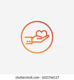 Outline heart in hand icon.gradient illustration isolated vector sign symbol