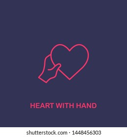 Outline heart with hand icon.heart with hand vector illustration. Symbol for web and mobile