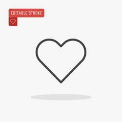 Outline Heart Icon Isolated On Grey Background. Line Love Symbol For Website Design, Mobile Application, Logo, Ui. Editable Stroke. Vector Illustration. Eps10.