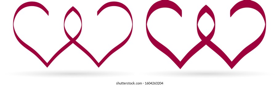 outline heart icon set isolated on white, sketch for velentine day or wedding, bundle sticker, vector stock illustration
