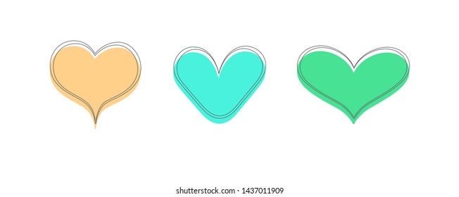 "Outline heart icon set and pastel color on white background.Love emblem on holidays occasions.Graphic design in the concept of love.Vector love symbol for Valentine's Day.vector illustration."