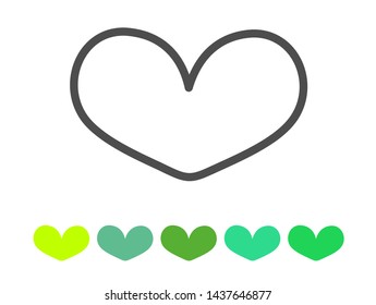 "Outline heart icon set and various colorful hearts on white background.Flat heart symbol.Graphic design in the concept of love.love emblem.Vector love symbol for Valentine's Day."