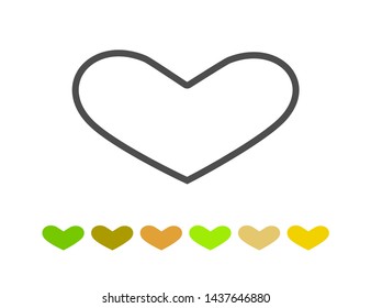 "Outline heart icon set and various colorful hearts on white background.Flat heart symbol.Graphic design in the concept of love.love emblem.Vector love symbol for Valentine's Day."