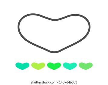 "Outline heart icon set and various colorful hearts on white background.Flat heart symbol.Graphic design in the concept of love.love emblem.Vector love symbol for Valentine's Day."