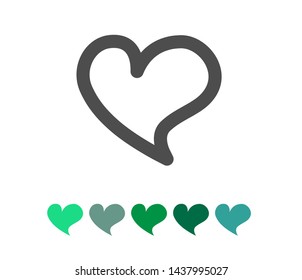 "Outline heart icon set and various colorful hearts on white background.Flat heart symbol.Graphic design in the concept of love.love emblem.Vector love symbol for Valentine's Day."