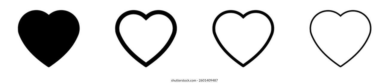 Outline heart icon with thin stroke and clean, minimalist design. Suitable for UI-UX, mobile apps, websites, social media, greeting cards, Valentine's Day, romantic themes, and digital design project