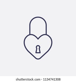 Outline heart lock icon illustration,vector love sign symbol