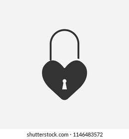 Outline heart lock icon illustration,vector love sign symbol